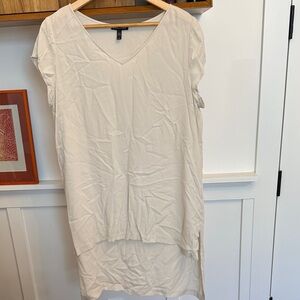 Eileen Fisher Cream Blouse hi low silk bone small